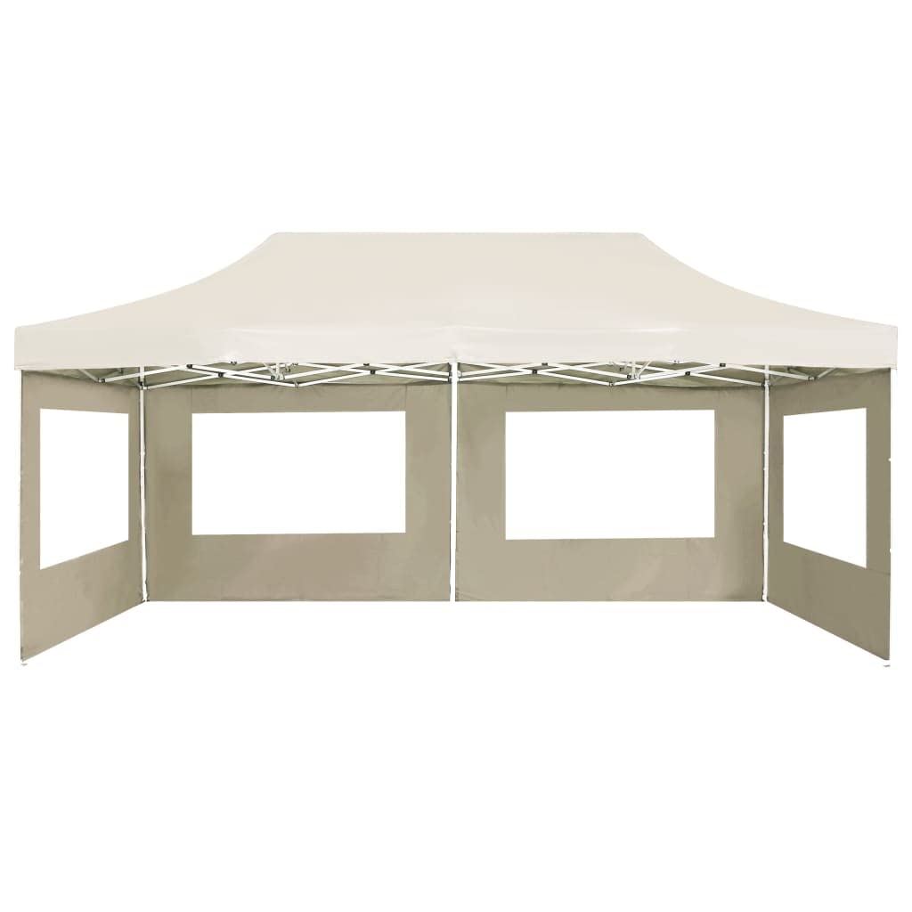Gazebo Pieghevole 6x3m con Pareti Laterali Alluminio Crema | Ampio tendone parasole per feste in giardino ed eventi all'aperto, con pareti rimovibili e finestre trasparenti.