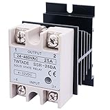 TWTADE SSR-25 DA 25A 3-32V DC / 24-380V AC Solid State Relay + Heat Sink
