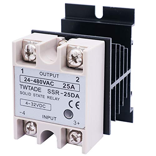 TWTADE SSR-25 DA 25A 3-32V DC / 24-380V AC Solid State Relay + Heat Sink