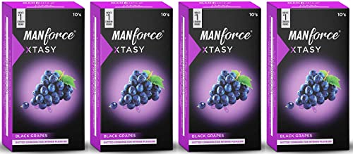 Image of Manforce XTASY Black Grapes Flavoured Condoms for Men| 40 Count (Pack of 4)| Extra Dotted for Intense Pleasure