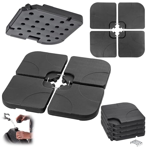 KADAX Sonnenschirmständer, 4-teilig, befüllbar mit Wasser oder Sand, Schirmständer für Garten, Terrasse und Balkon, Ständer für Ampelschirme (Schwarz)