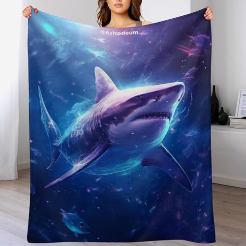 Couverture requin flannel anti-plis douce chaude lit jeté de canapé 4 saisons - 2