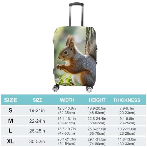 Squirrel in The Woods Printed Luggage Cover Protector, Fits 18-32 Inch Luggage2