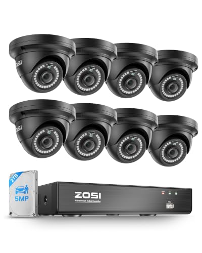 Image of ZOSI 8 Channel 4K NVR with 8 x 5MP PoE Dome Security Camera System, 2TB HDD