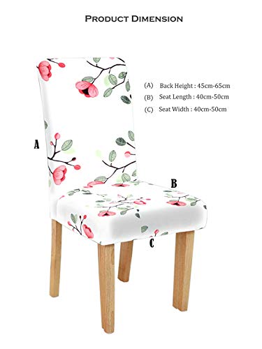 Image of Cortina Chair Slipcovers | Removable Protection Chair Cover | Floral Print Universal Fit Super Soft Stretchy Polyester Spandex | Wedding, Hotel, Party | Pack of 8, White 4