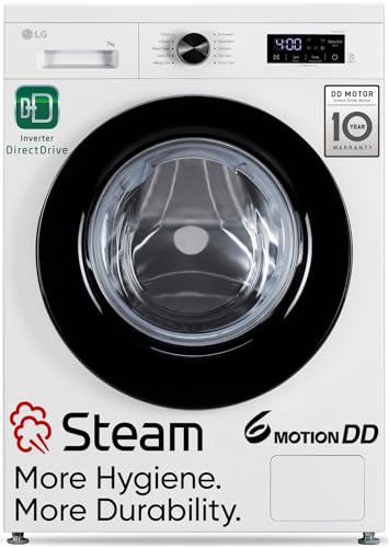 LG 7 Kg 5 Star Steam, Inverter Direct Drive Technology, 6 Motion DD, Fully-Automatic Front Load Washing Machine (FHB1207Z2WB, In-Built Heater, Dial + Full Touch Buttons & LED Display, Essence White)