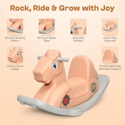 Image of Toyzone 2 in 1 Royal Horse Ride On - Pink| Baby Rocker with Comfortable Seat & Back Support | Durable Child-Safe Design | Smooth Rocking Base | Indoor Play Toy | 1-4 Years