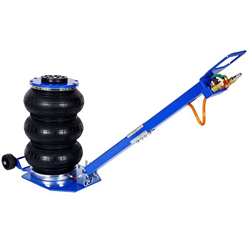 3 Ton Triple Bag Air Jack, 6600lbs Pneumatic Jack Fast Lift Up 16in Airbag Jack with Adjustable Long Handle Heavy Duty Triple Air Bag Jack Lift for Cars, Garages, Repair, Blue