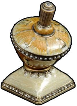 Hanukah Dreidel Enamel Decorative Almond and Black Design Accentuated with Jewels