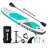 Fácil de Usar: Gracias a la bomba de alta presión con manómetro, Mesuvida tabla de surf se infla fácilmente a 15 PSI (1 bar). Con 2 + 1 aletas, la tabla paddle surf hinchable es perfecta para adaptarse a diferentes aguas. Y la aleta principal es ideal para desplazarse en línea recta en lagos o mares profundos. Gran apertura en la bolsa para la tabla, para guardar todo sin esfuerzo y poner en orden.