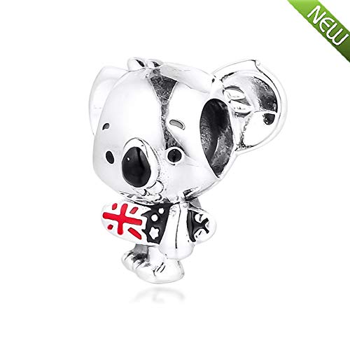 Abalorio de koala de surf en plata 925 compatible con pulsera Pandora 3