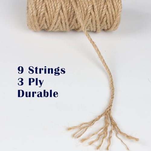 Image of 5Pack 5mm Natural Jute Twine Rope 525 Feet Twisted Heavy Duty Thick Twine for Cat Scratching Post Tree Craft Projects Garden Home Decoration Packing Bundling (Brown-105Feet /Roll)
