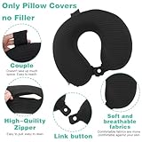 Nogeqi 2 Pcs Neck Pillow Covers with Zipper, U Shaped Travel Pillow Case Cover, Replacement Neck Pillows Case, Washable oft Airplane Pillows Covers, Black Grey(Only Cover, No Filler) - Image 3