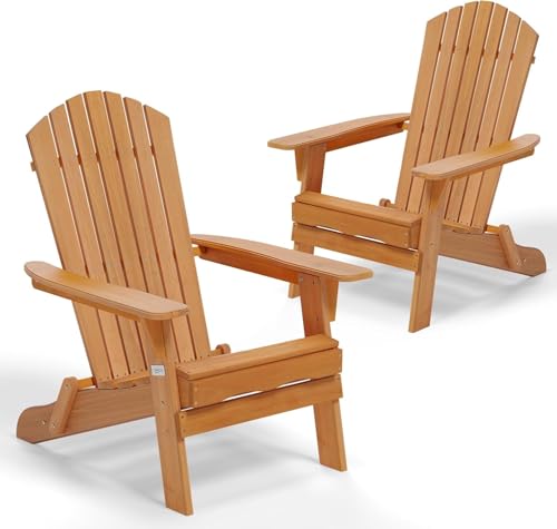 VINGLI Folding Teak Adirondack Chairs Set