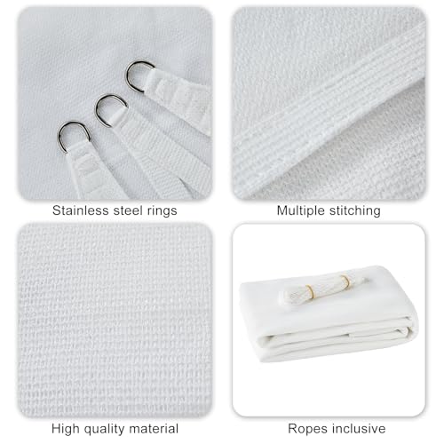 Haikus Tenda Vela Rettangolare 3X4 M Traspirante, Tela Vela Ombreggiante 4X3 M, Telo Telone Ombreggiante Per Esterno, Giardino, Terrazzo, Balcone, Bianca - 4