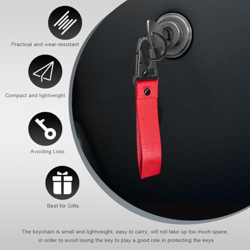 Image of Wevdn Car Key Chain, Fabric Metal Practical Multifunctional Motorcycle Keychain, Anti-Lost Keychain with O-Ring for Men Women (Red)