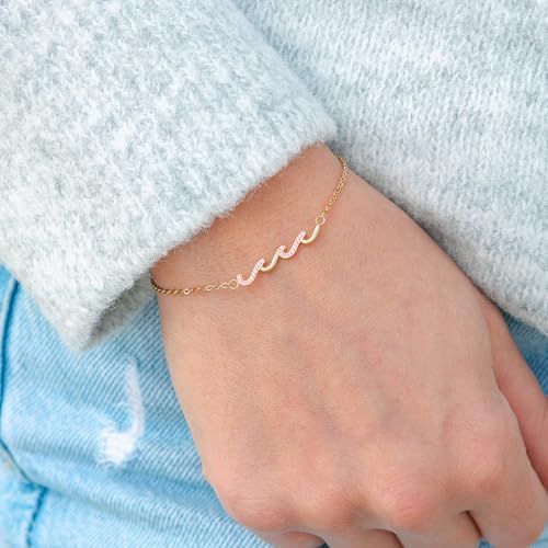 Wave Bracelet for Women - Friend Birthday Gifts for Mom, Best Friend, Daughter, Sister or Bestie - 14k Gold Jewelry, Mothers Day Bracelet, Soul Sister or Big Sisters Keepsake, Gift for Her2
