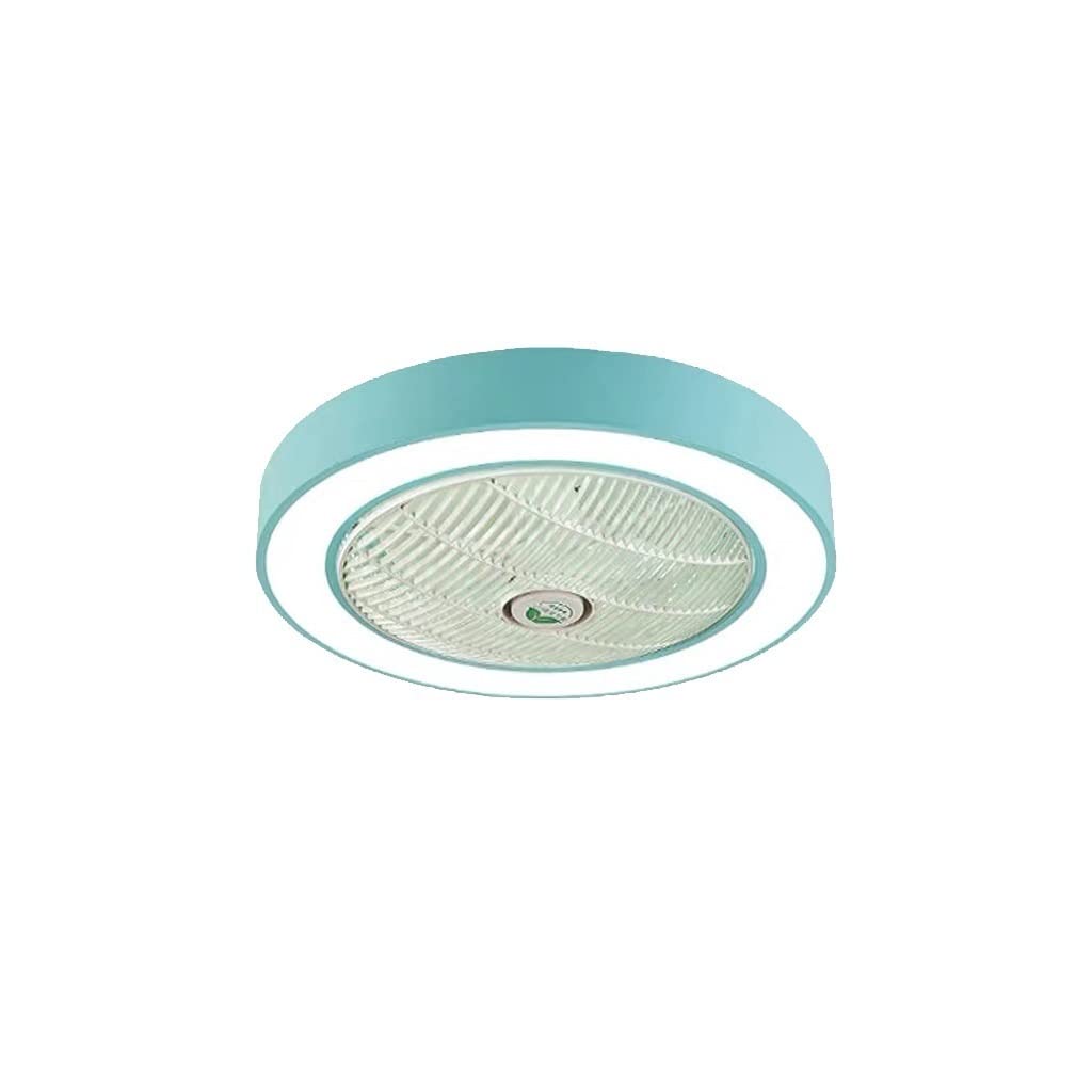 Ventilador de techo para dormitorio infantil con lámpara creativa de aspas invisibles azul