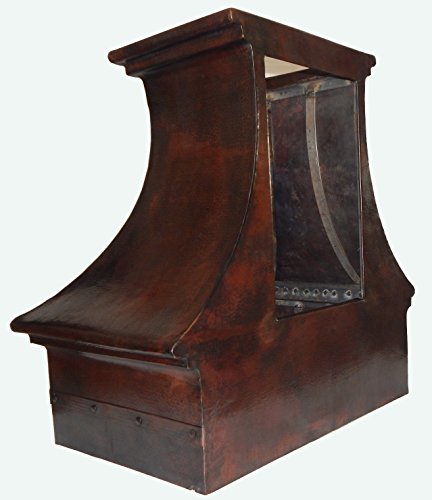 Mexican Copper Range Hood Wall Mount Leaf Guide Design 36"