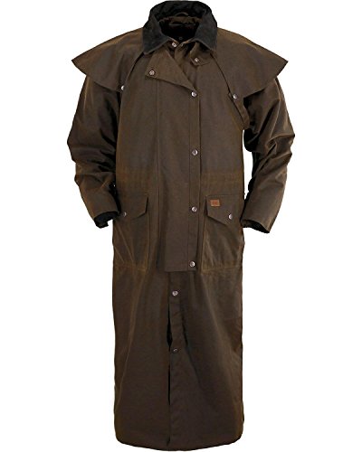 Outback Trading Men's 2056 Stockman Waterproof Breathable Extra-Long Cotton Oilskin Duster Coat, Bronze, Medium #TOP6