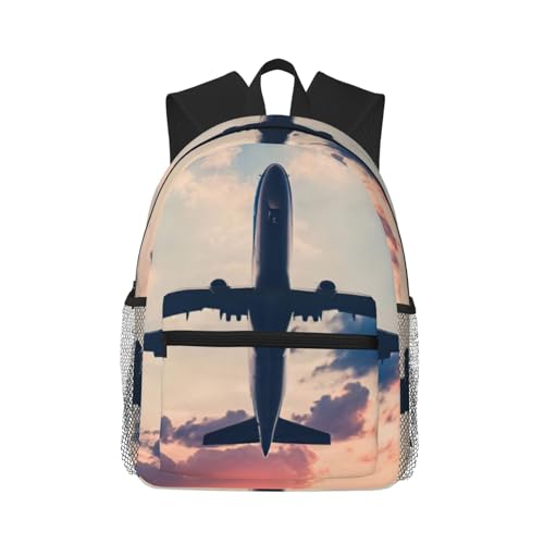 Sac à dos voyage classique noir imprimé ciel couché de soleil pour ordinateur portable uni