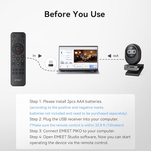 Image of EMEET Remote Control for PIXY, Piko+, Piko Dual-Camera 4K Webcams for Streaming, Wireless Controller for AI Tracking, Presets, Zoom, Privacy Mode, Compatible Studio