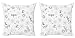 ABAKUHAUS Incompleto Set de 2 Fundas para Cojín, libélula Floral, con Estampado en Ambos Lados con Cremallera, 40 cm x 40 cm, En Blanco y Negro
