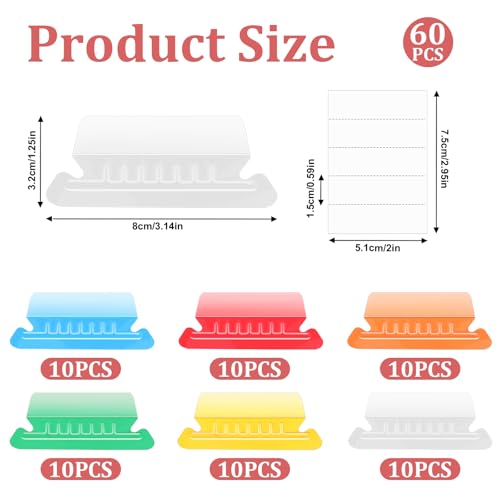 COMNICO Abas de pasta de arquivos suspensas, 60 peças de abas e inserções de arquivo multicoloridas,