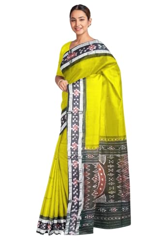 Image of COTTONSILK & KHANDUAPATA Odisha Sambalpuri Handloom Ikat Women Cotton Saree, Odisha Handloom Handmade Pure Cotton Khandua Saree, Ikkat Orissa Traditional Handloom Saree Without Blouse 430