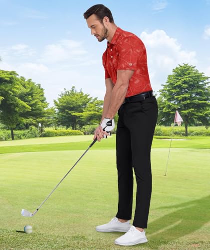 Image of ZITY Men's Golf Shirts Short Sleeve Print Patterns Casual Collared Polo