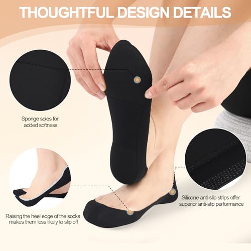 Image of No Show Socks Women with Sponge 6 Pairs Cushioned Sole