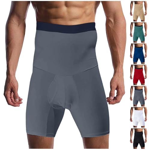 Cambkatl Men's High Waisted Shapewear Shorts Tummy Control Compression Underwear Slimming Body Shaper Long Leg Boxer Briefs2