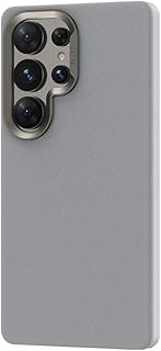 جراب حماية جلد متوافق مع سامسونج جالاكسي S24 ألترا تدعم الشحن اللاسلكي المغناطيسي، جراب خلفي مقاوم للخدش وبطانة من المايكروفايبر، تصميم رفيع لموبايل جالاكسي S24 ألترا (رمادي)