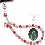 ARTSY CRAFTS INC Glow in The Dark Firefly Beads Phone Wrist Strap, CellPhone Lanyard Charm Wristlet with Tether Tab, Fits iPhone/Galaxy/Pixel, Handmade in USA (Cherry Blossom)