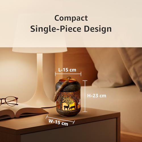 Image of Amazon Brand - Solimo Tea Light Lantern - Round Deer Design, Brown Antique Iron with Gold Interior (Size: L-15 cm x W-15 cm x H-23 cm)
