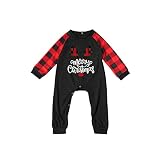 ZOFIS Vater Tochter Pullover Passende Familien-Weihnachtspyjamas mit Karierten Ärmeln, süßem Musterdruck, Festival für Baby-Eltern-Kind-Outfit Coole Babysachen