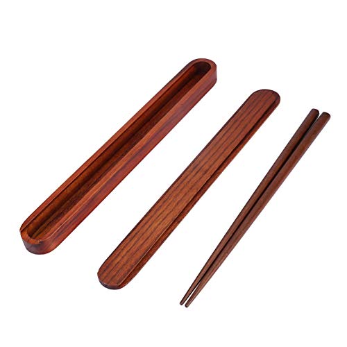 1 Pair Travel Chopsticks with Case Reusable, 9.5inch Portable Wooden Chop Sticks for Eating, for Home Travel Outdoor(A)
