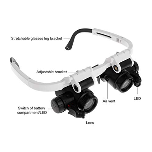 UKCOCO Lente de Aumento Com Luz de LED Lupa de Reparo Montada Na CabeÃ§a para Trabalho PrÃ³ximo Joal