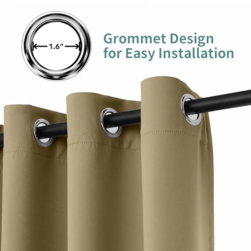 Image of THE LINEN COMPANY Noise Reduction Blackout Curtain 7 Feet, Premium Eyelet Window Curtain, Thermal Insulated Curtain for Bedroom, Door & Living Room, Beige