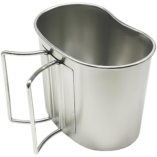 Vaso Kit de Cocina de Acero Inoxidable, Cantimplora estilo Retro para Camping al Aire Libre, Compatible con Fuego Abierto, Asa Plegable, Vaso para Hervir Agua y Bebidas, 14 x 9 x 10.5 cm