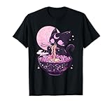 Pastel Goth Aesthetic Kawaii Creepy Cat Eating Ramen Noodles T-Shirt