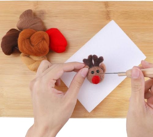 Image of Habbi Needle Felting Wool - 100 Colors Wool Roving for Felting Wool Yarn Roving, Natural Needle Felt Roving for DIY Craft Materials