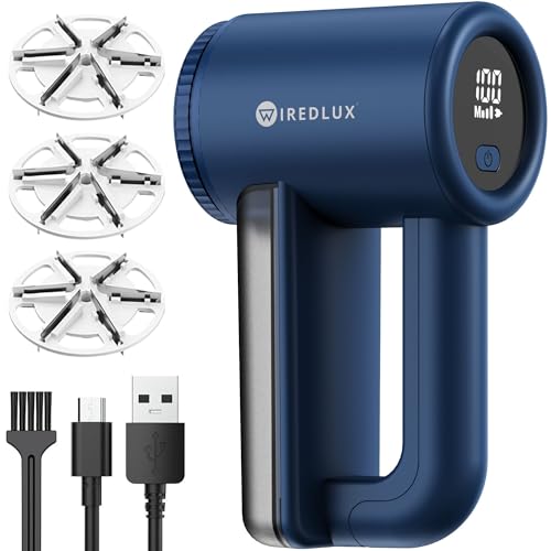 Quitapelusas Eléctrico WiredLux - Quitapelusas Recargable para Ropa y Muebles - 3 Velocidades, Cuchilla de 6 Hojas, Pantalla LED, Carga por USB