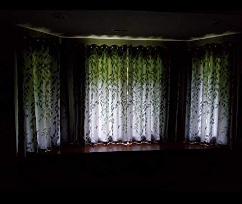 1 Panel Half Blackout Curtain Grommet Drape For Bedroom Green Leaves Birds Pattern Silver Metal Rings Curtains For Living Room Bay Windows , W39 X L84 Inch #TOP6