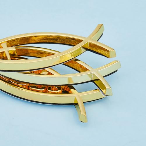 SUPERFINDINGS 12 Stück 2 Farben Kleiner Jesus Fisch Auto Emblem Gold Acryl Kreuz Fisch Aufkleber Aufkleber Platium Wasserdicht Liebe Frieden Autoaufkleber 16x50x6mm