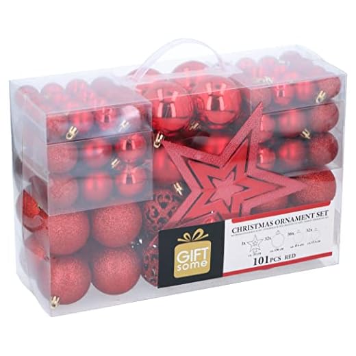 Giftsome Palline di Natale Rosse - 101 Palle di Natale - Decorazioni Albero di Natale Plastica - per uso Esterno e Interno - Addobbi Albero di Natale - Ø3/ 4/6 Centimetri