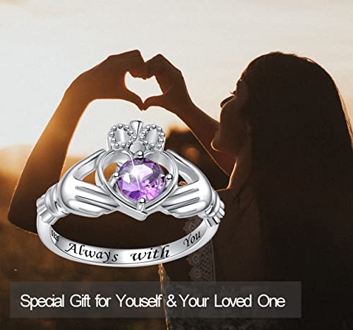 Hug Heart Claddagh Rings for Women - 925 Sterling Silver Irish Claddagh Love Friendship Promise Ring Band Always with You Gift Jewelry2