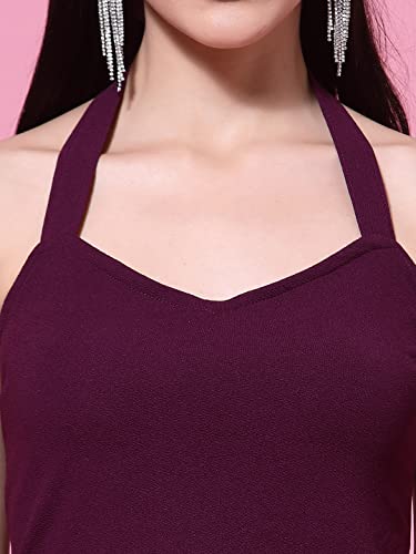 Image of OOMPH! Women Mini /Short Bodycon Dress in Lycra Blend Fabric with Halter Neck and No Sleeves