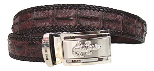 Genuine Real Backbone Crocodile Skin Leather Men's Knit Edges Dark Brown Belt 48