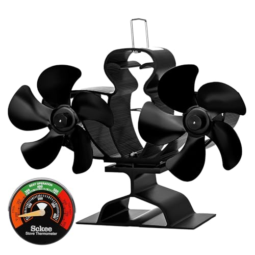 Sckee 10 Blade Wood Stove Fan, Dual Motor Fireplace Fan, Heat Powered Fireplace Fan Log Burner Wood...